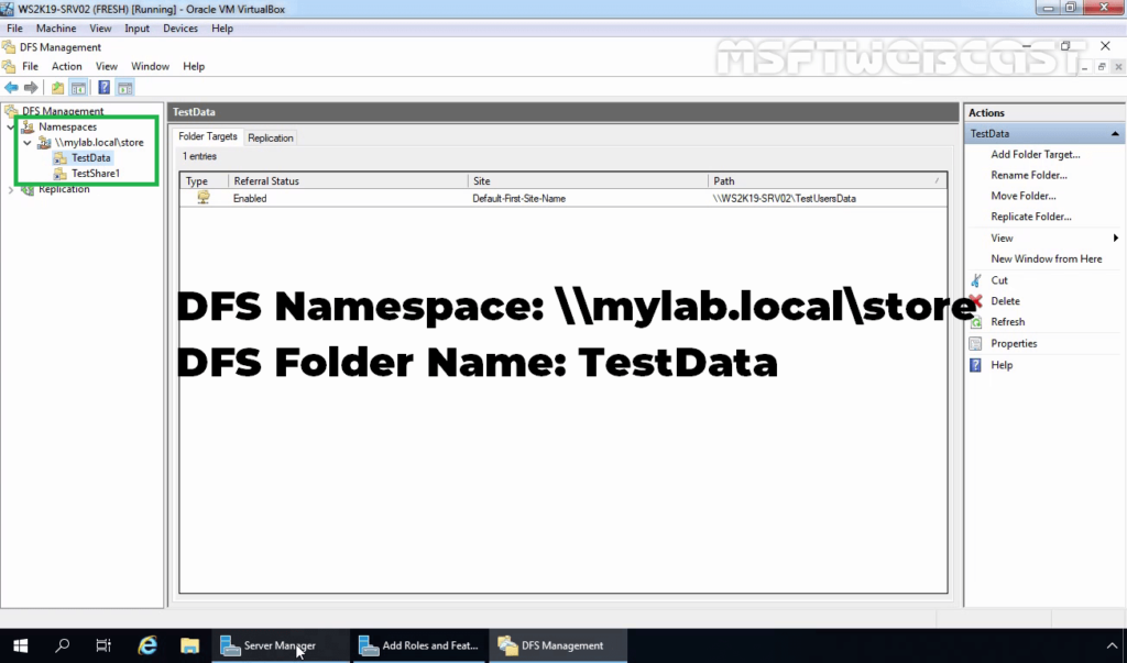 12 Verify DFS namespace and DFS folder exist