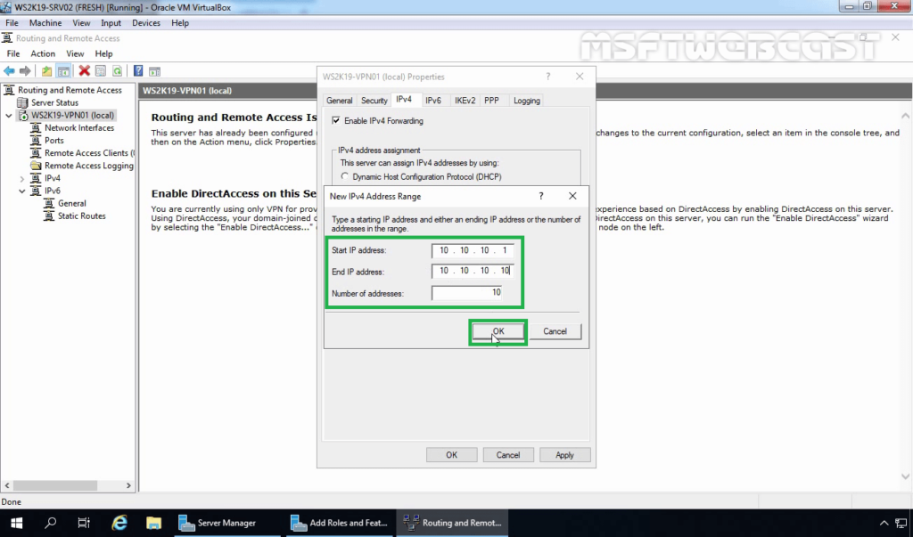 12. Specify IP Address Range and Click on OK