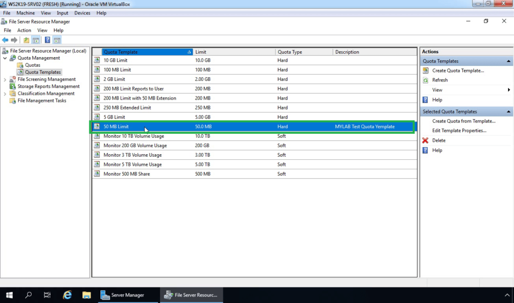 20. Verify new quota template exists on console