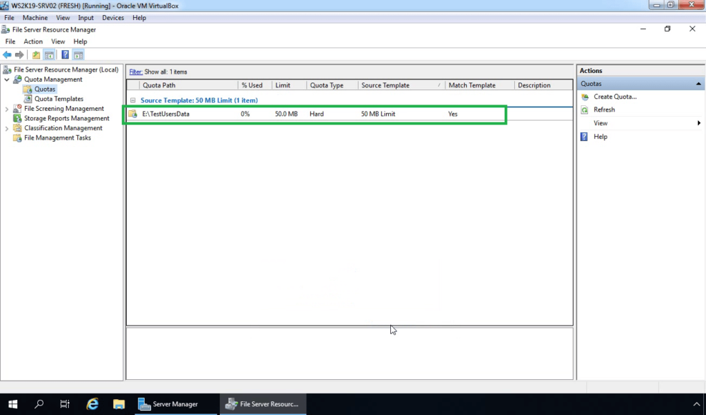 25. Verify Disk Quota entry on console