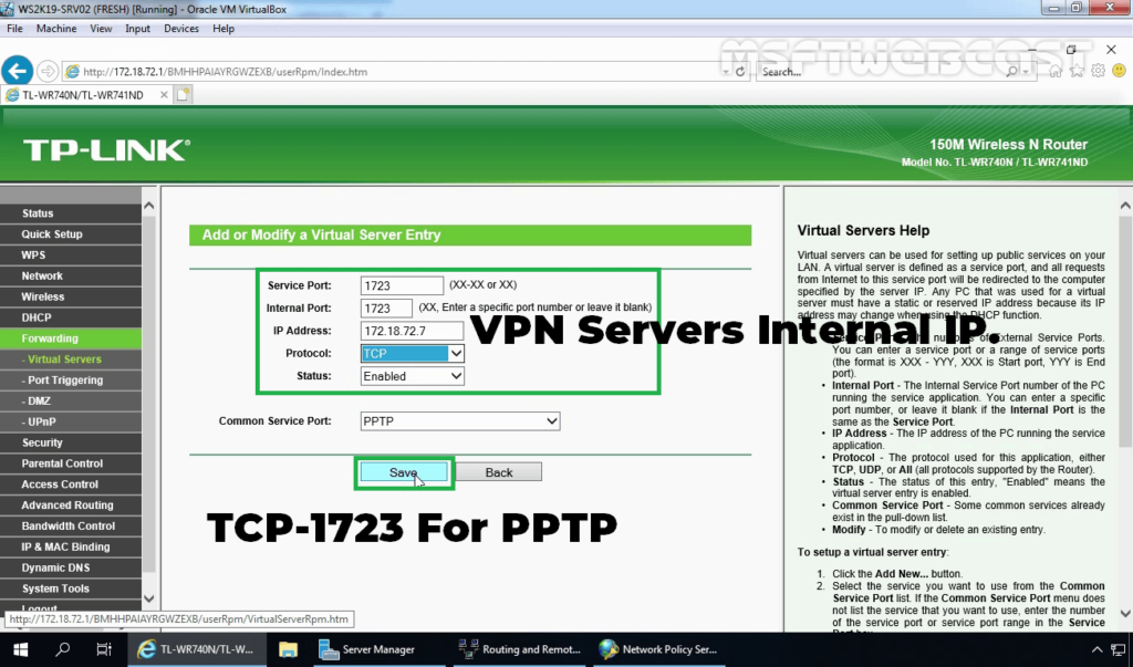 3. Specify Port Number, IP Address Information