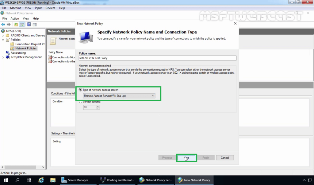 9. Choose Remote Access Server From the Drop-down List