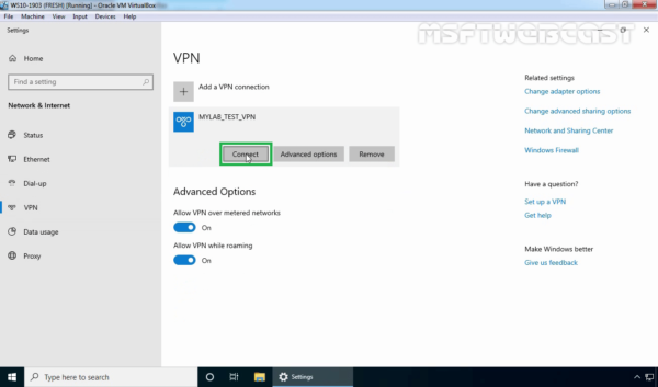 Windows Screen Vpn Button Configure Port Forwarding And Test VPN Connection On Windows 10 Part-4