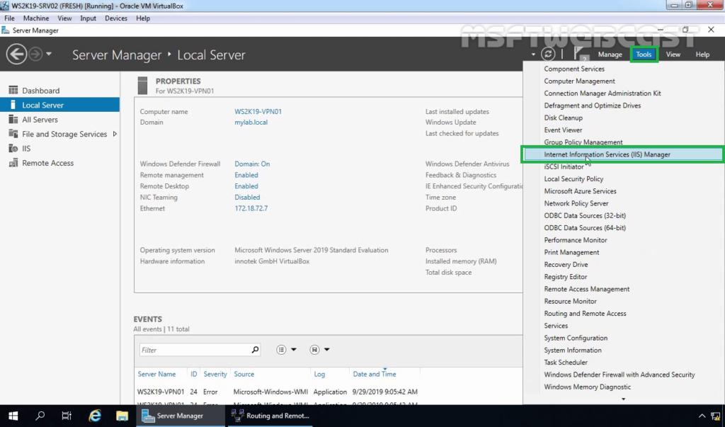 1. Open IIS Manager Console