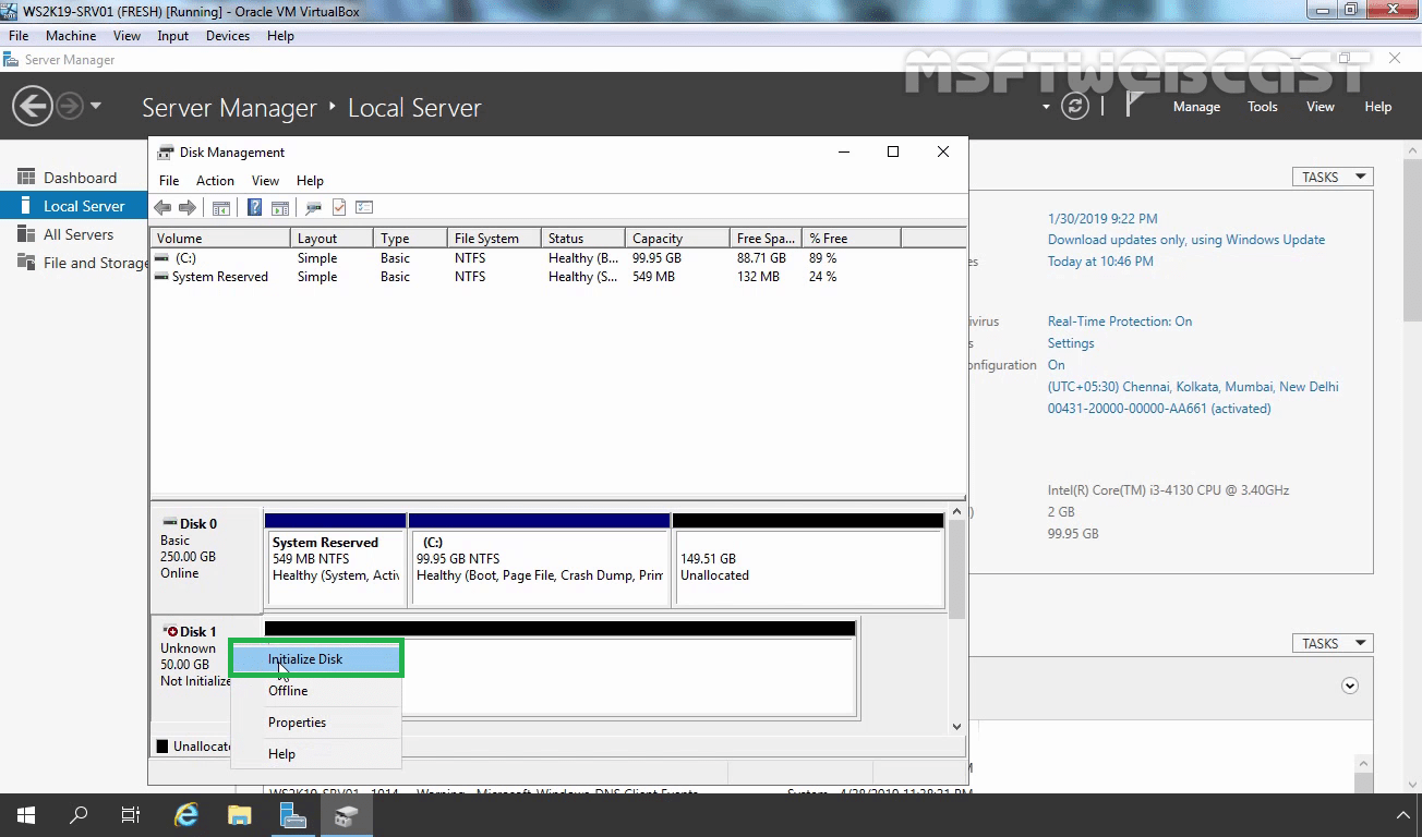 Configure iSCSI initiator in Windows Server 2019