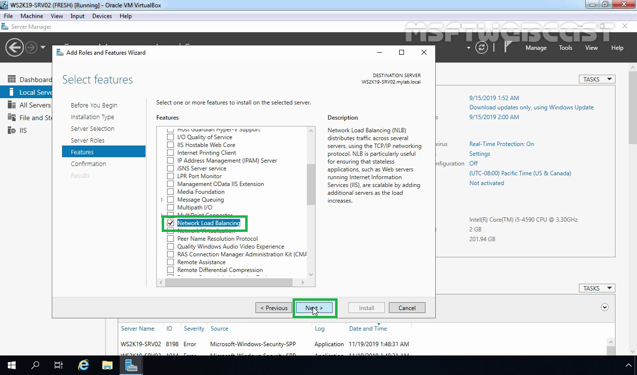 Configure Network Load Balancing in Windows Server 2019