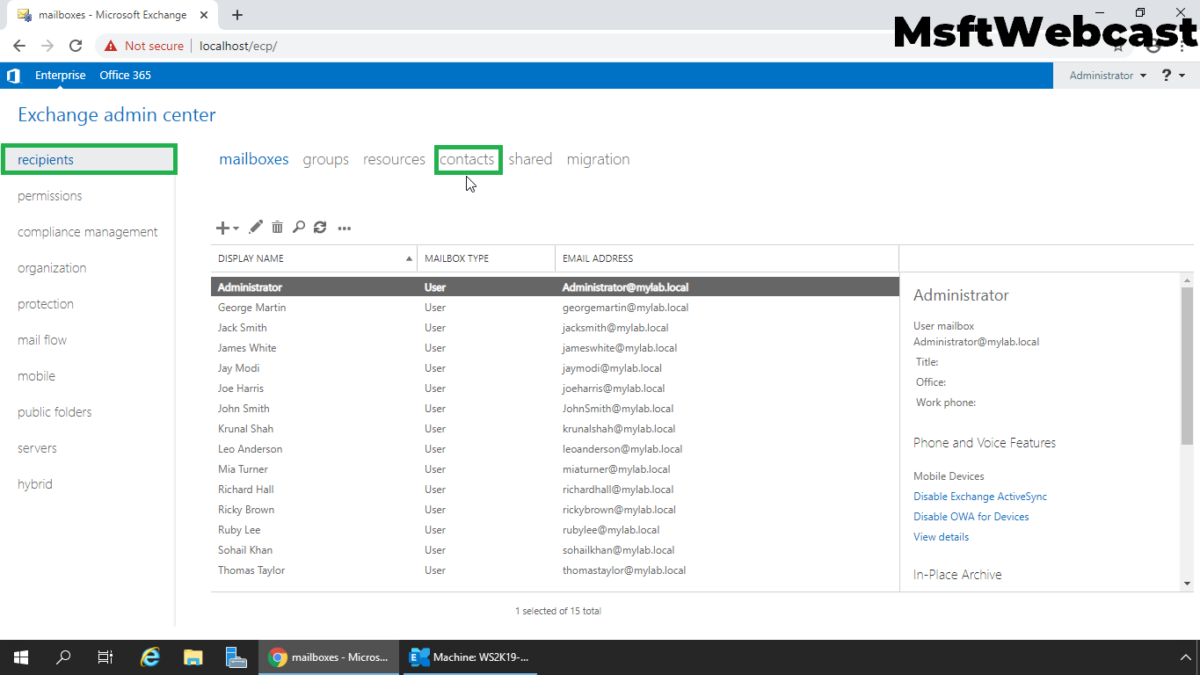 Create Mail Enabled Contact In Exchange 2019