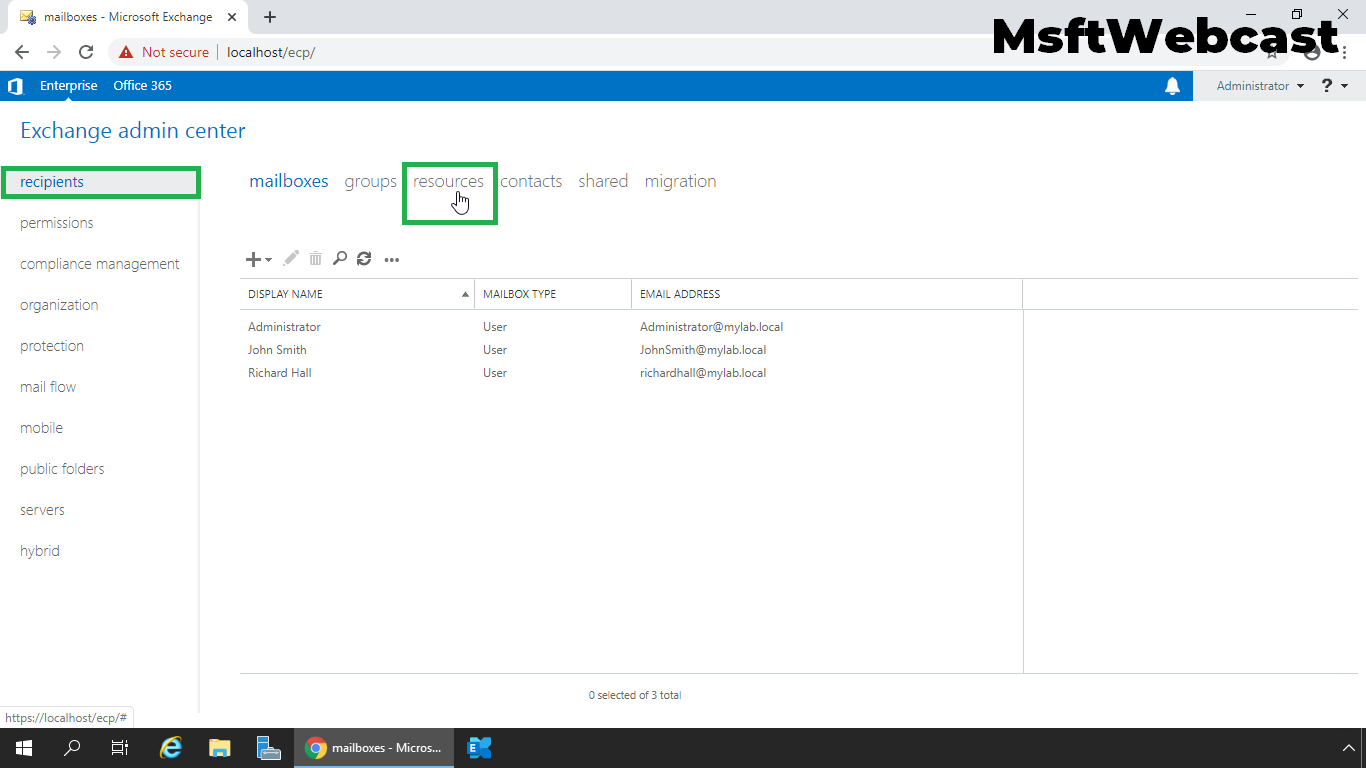 Manage and Book Room Mailbox in Exchange Server 2019
