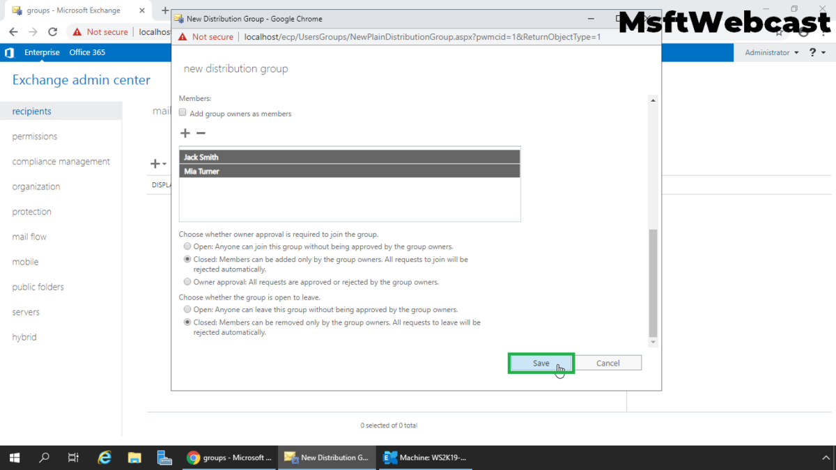 Create Distribution Group in Exchange 2019