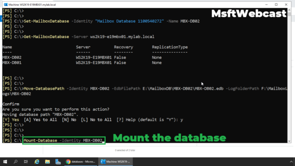 Move And Rename Default Mailbox Database Path In Exchange 2019