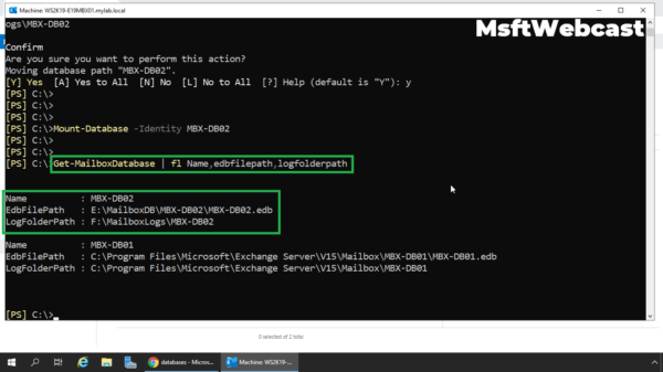 Move And Rename Default Mailbox Database Path In Exchange 2019