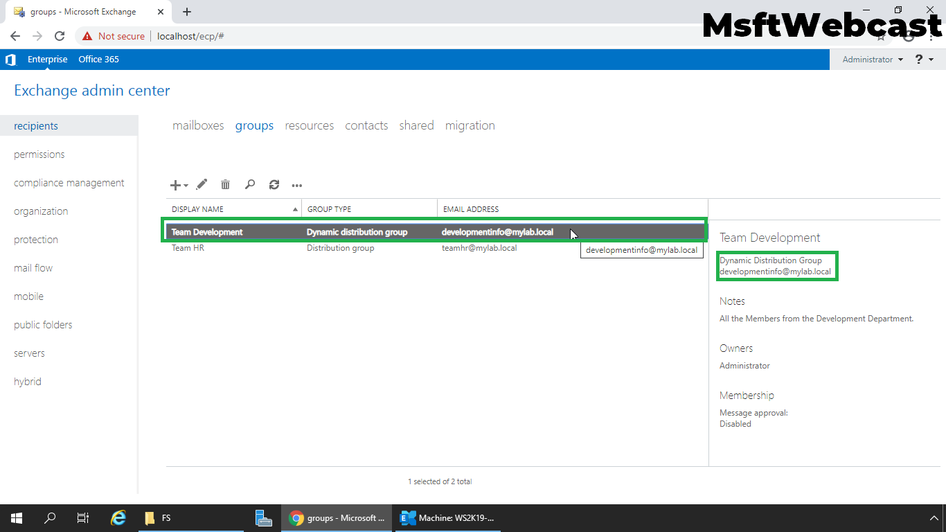 Create Dynamic Distribution Group in Exchange 2019