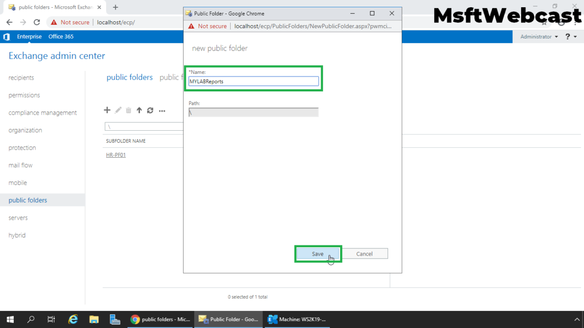 Create a Mail Enabled Public Folder in Exchange 2019