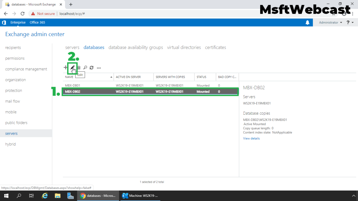 Configure Storage Quota For Mailbox Database Exchange 2019