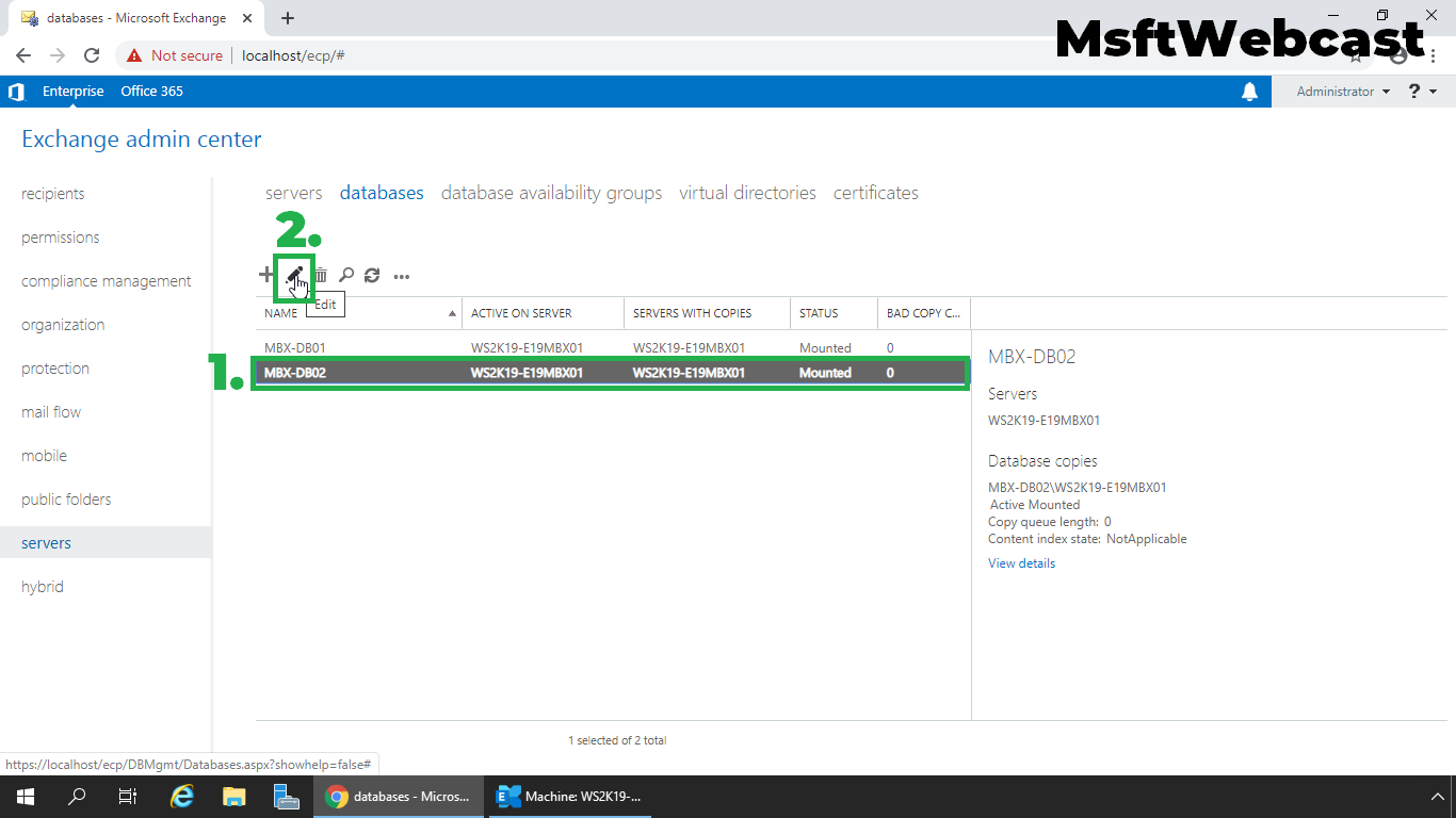 Configure Storage Quota for Mailbox Database Exchange 2019