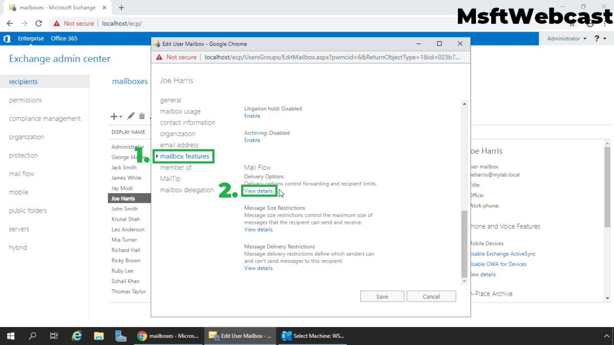 Configure Email Forwarding for a Mailbox Exchange 2019
