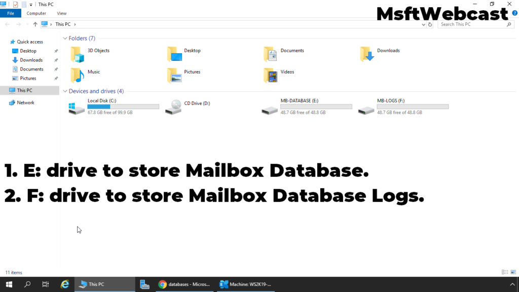 7. create separate partition for database and logs