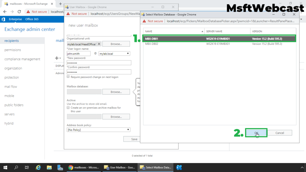 7. select mailbox database