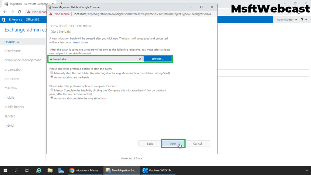 8. select automatic migration