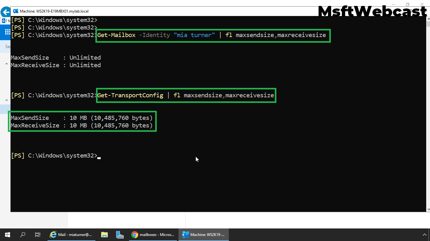 Configure Email Message Size Limits For A Mailbox In Exchange 2019