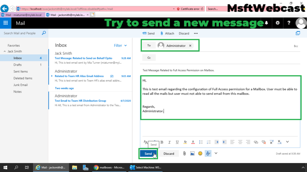 11. try to send an email using this account