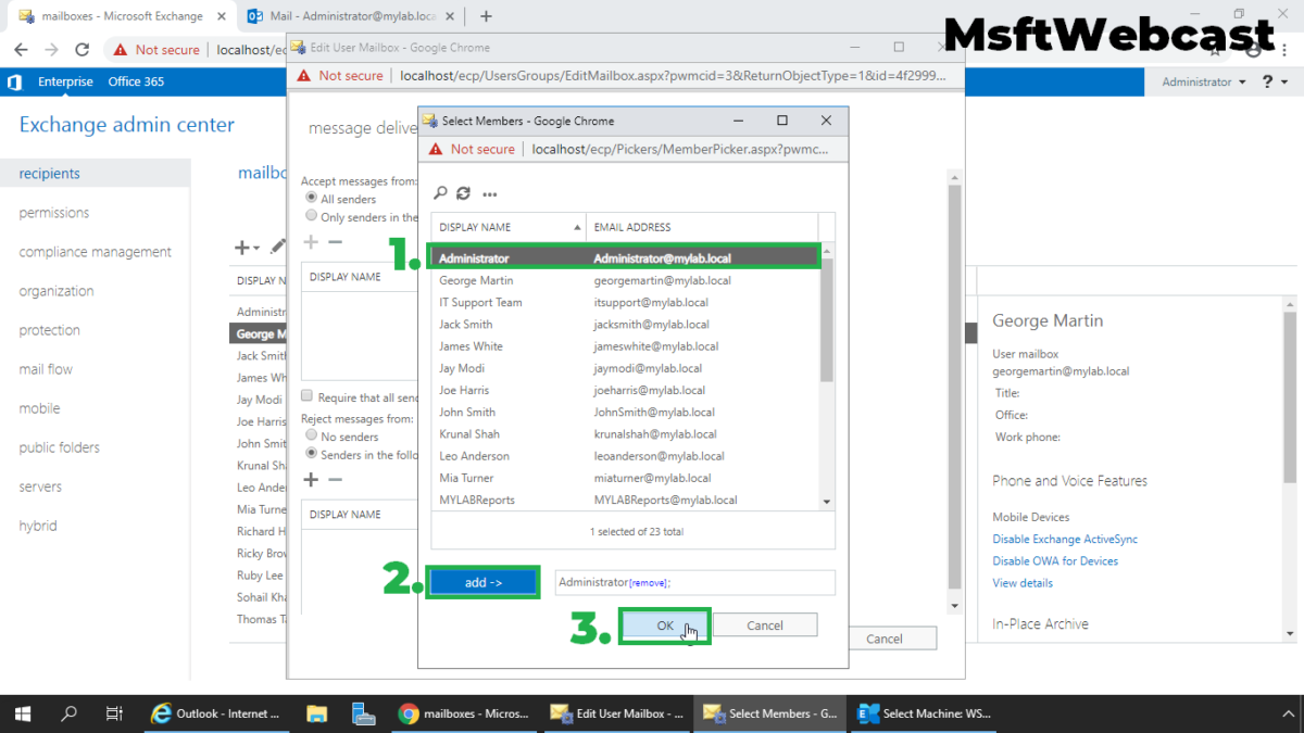 Configure Message Delivery Restrictions for a Mailbox in Exchange 2019