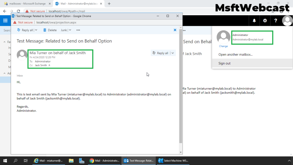 Send as send on behalf outlook разница