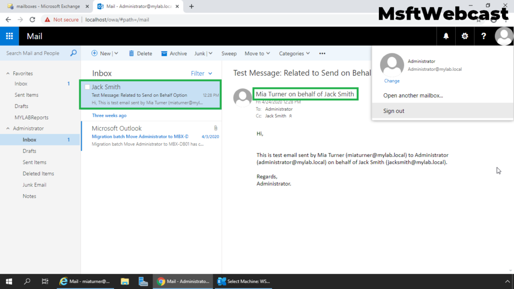 Send as send on behalf outlook разница