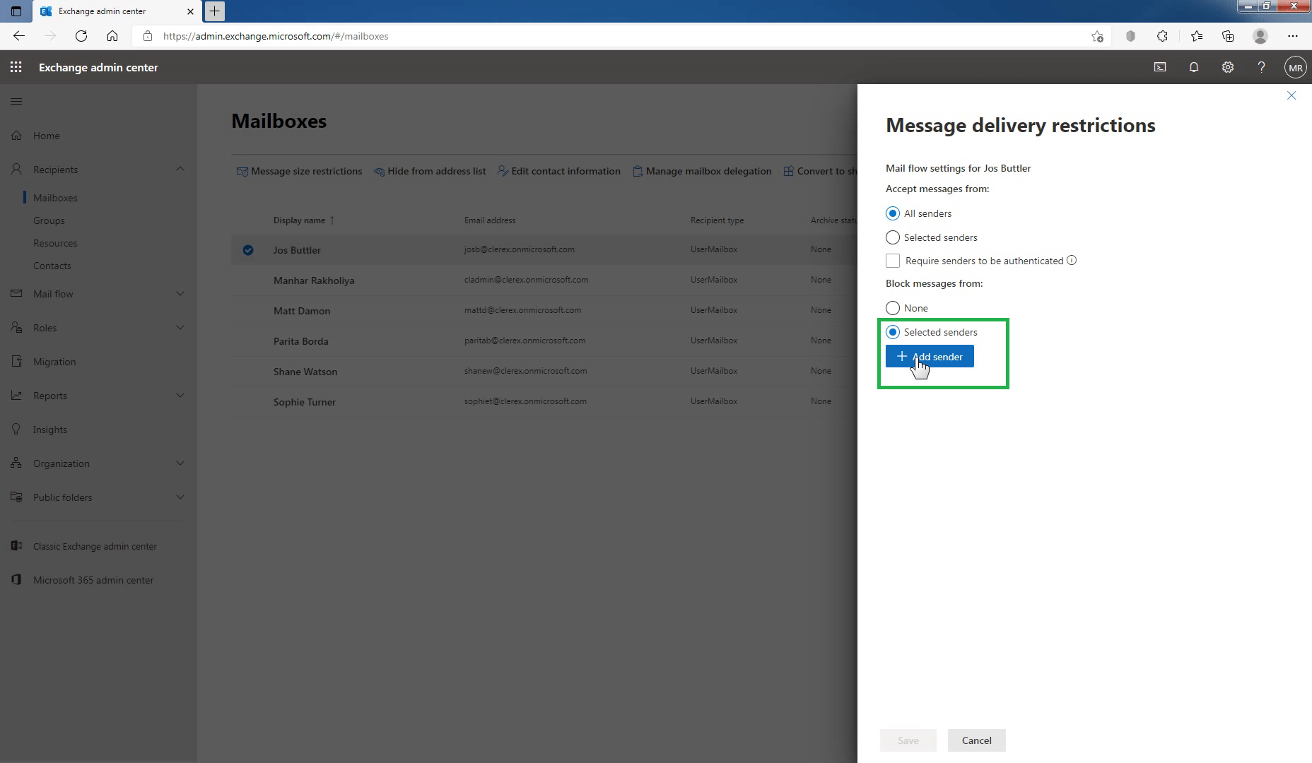 Configure Message Delivery Restrictions for a Mailbox » Blogs on