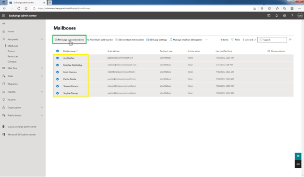Configure Message Size Limits For A Mailbox