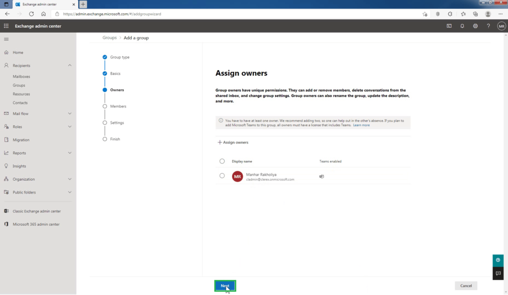 Create and Manage a Microsoft 365 Group in Exchange Online