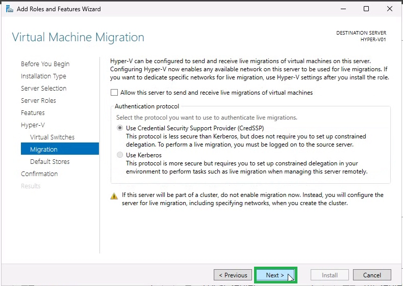 Virtual Machine Migration Settings