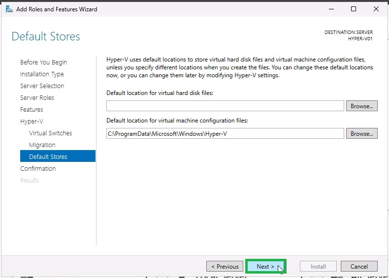 Virtual Machine Storage Location