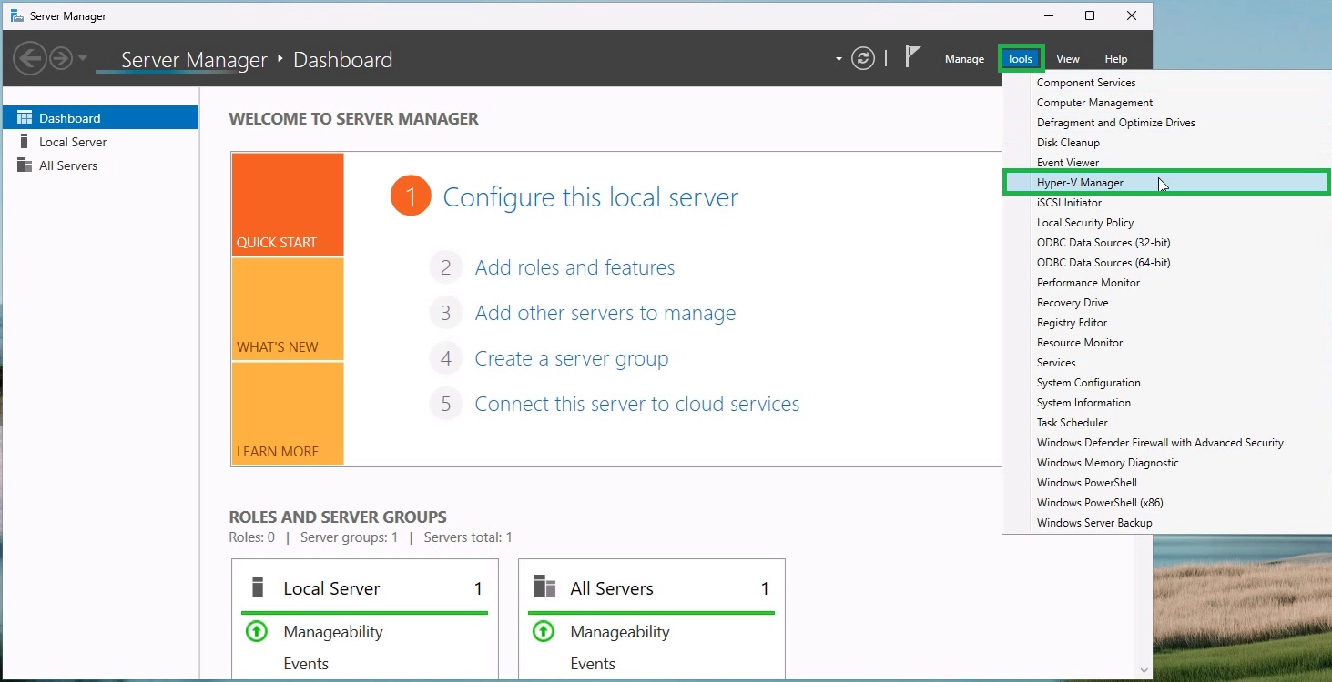 Open Hyper-V Manager