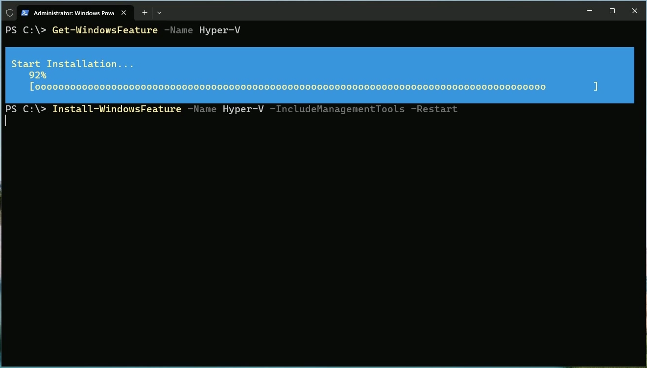 Install Hyper-V Role using PowerShell