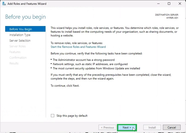 Before You Begin Hyper-V Installation