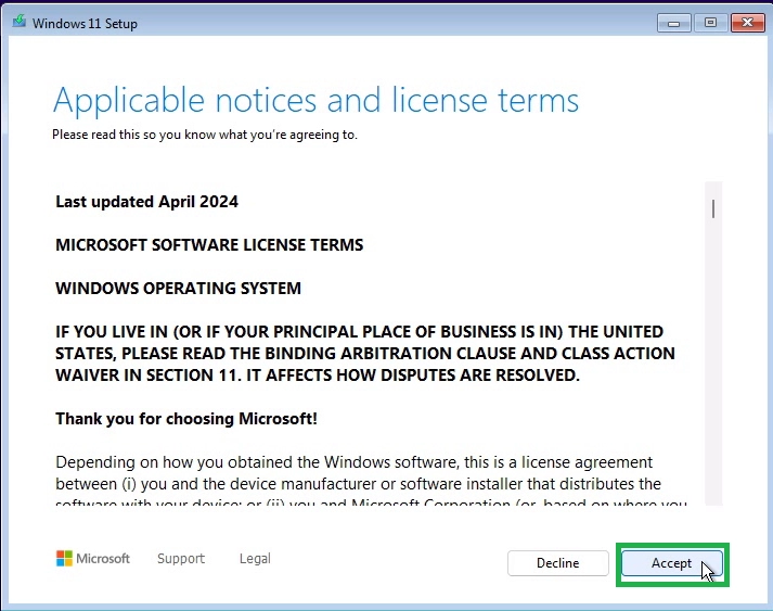 Accept License Terms