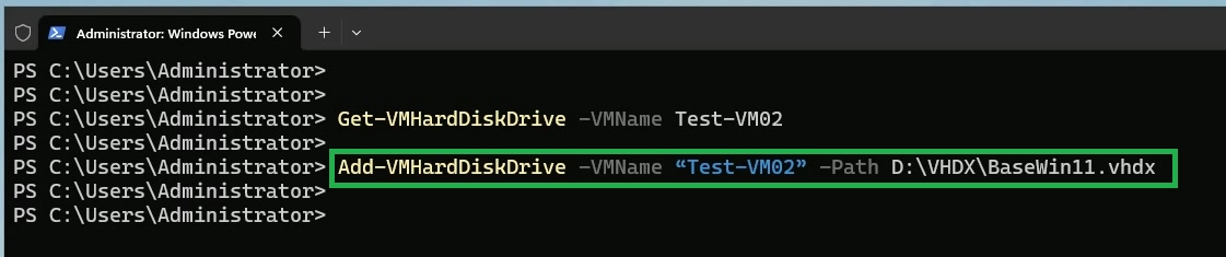 Add Existing VHD to a VM