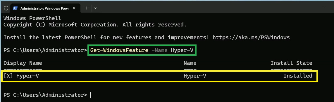 Check If Hyper-V role is Installed
