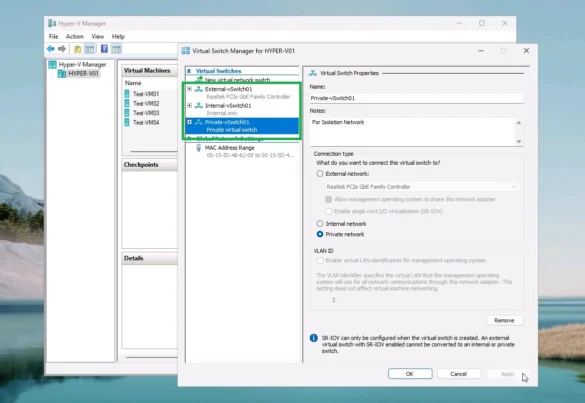 Create External Virtual Switch with Hyper-V Manager