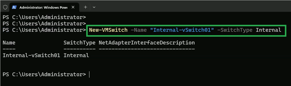 Create Internal Virtual Switch