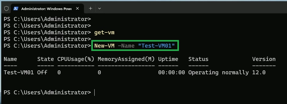Create New Hyper-V Virtual Machine using PowerShell