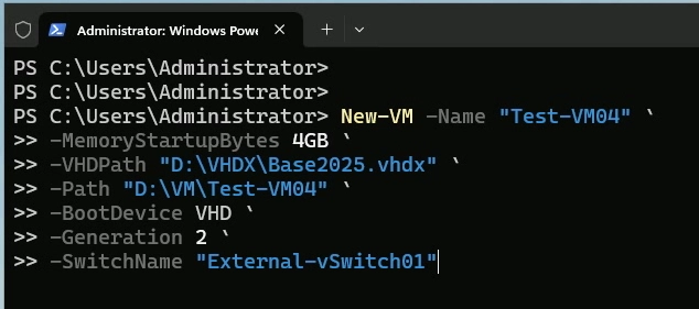 Create New VM in Hyper-V