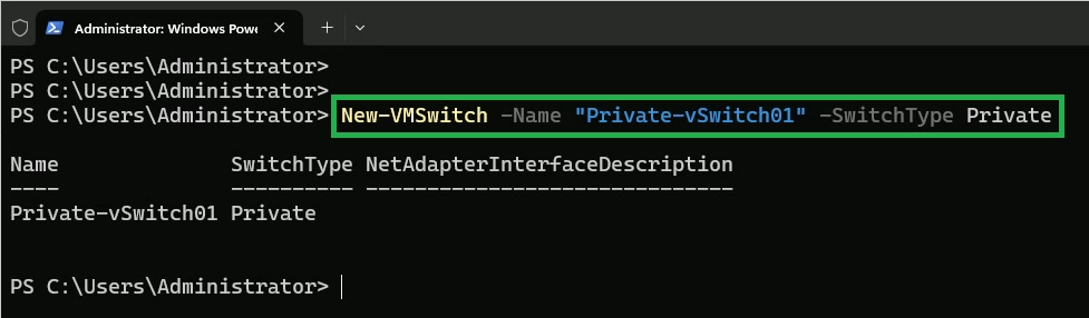 Create Private Virtual Switch