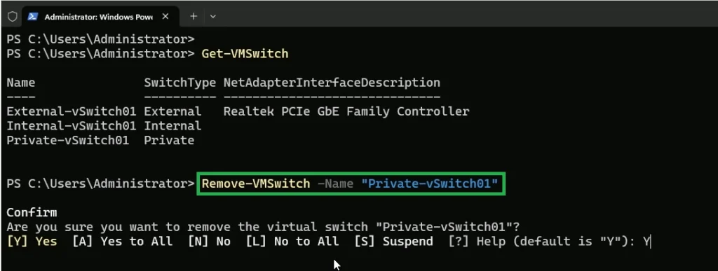 Delete Hyper-V Virtual Switch