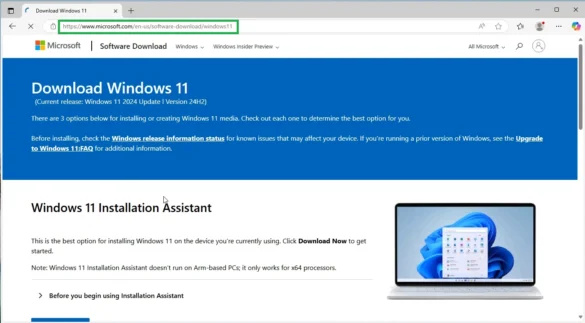 Microsoft Official Site to download Windows 11 ISO Image