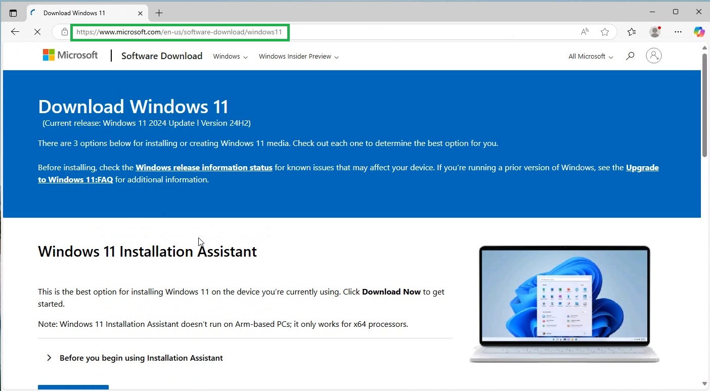 Microsoft Official Site to download Windows 11 ISO Image