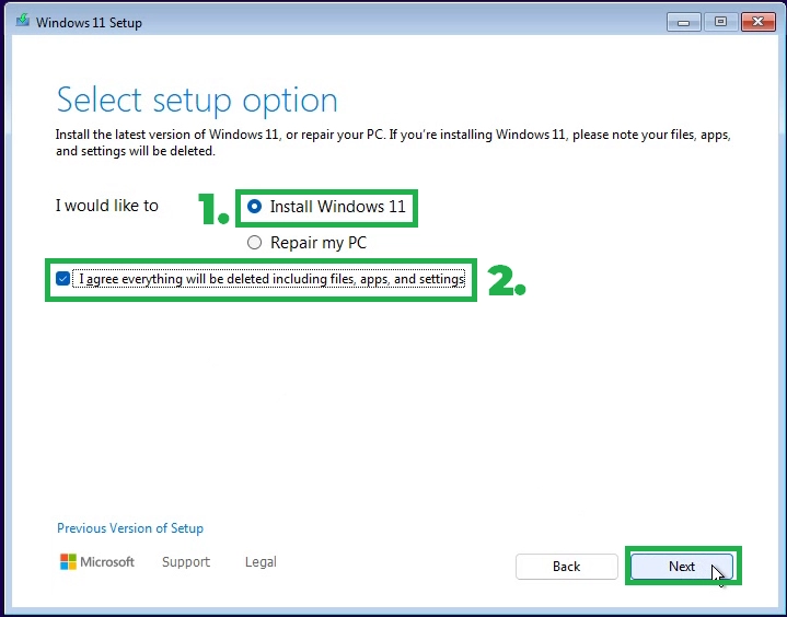 Perform Windows 11 Clean Installation