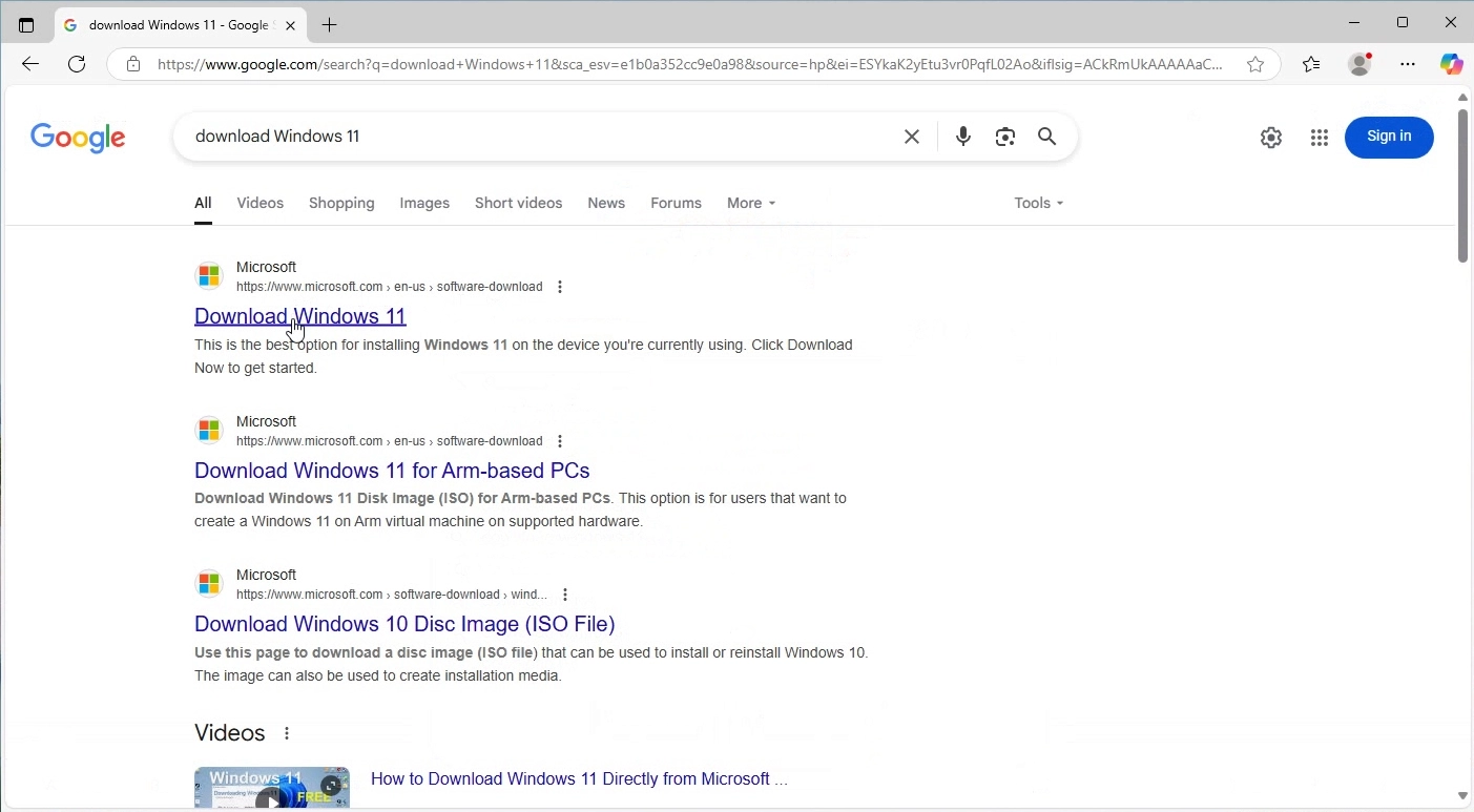 Search for Download Windows 11