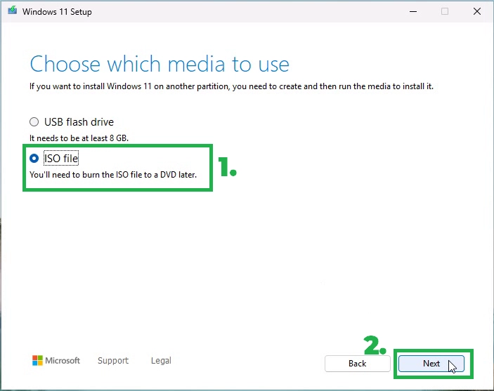 Select ISO File Option